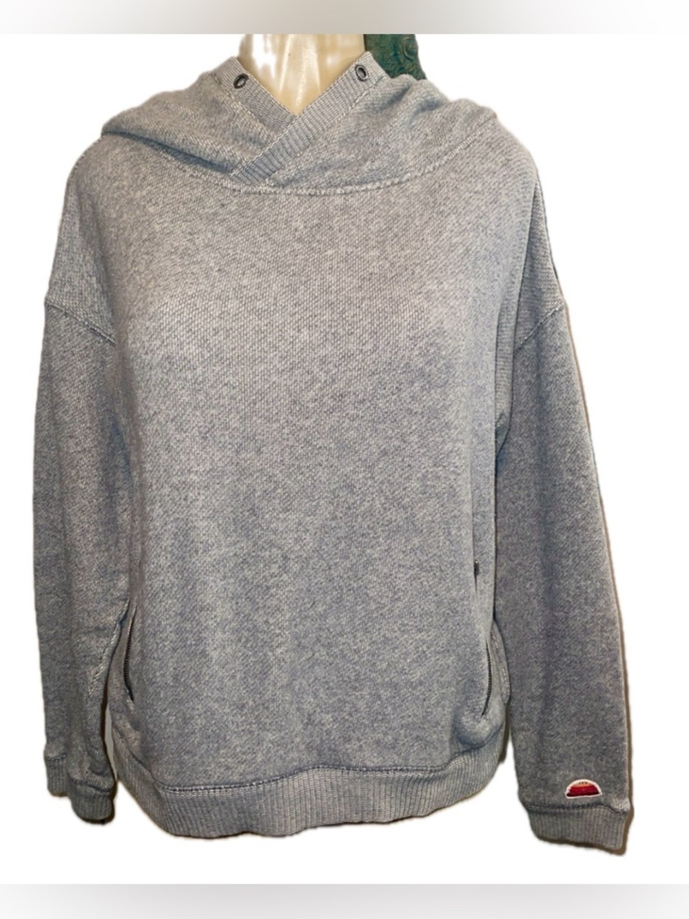 ROXY Afternoon Hike Crop Hoodie Size XL (Runs Small) Heritage Heather Gray
